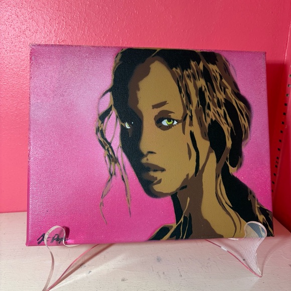 Tyra Banks * Original Stencil Painting by Jessica Pope Art Pink Supermodel OOAK - Picture 3 of 4